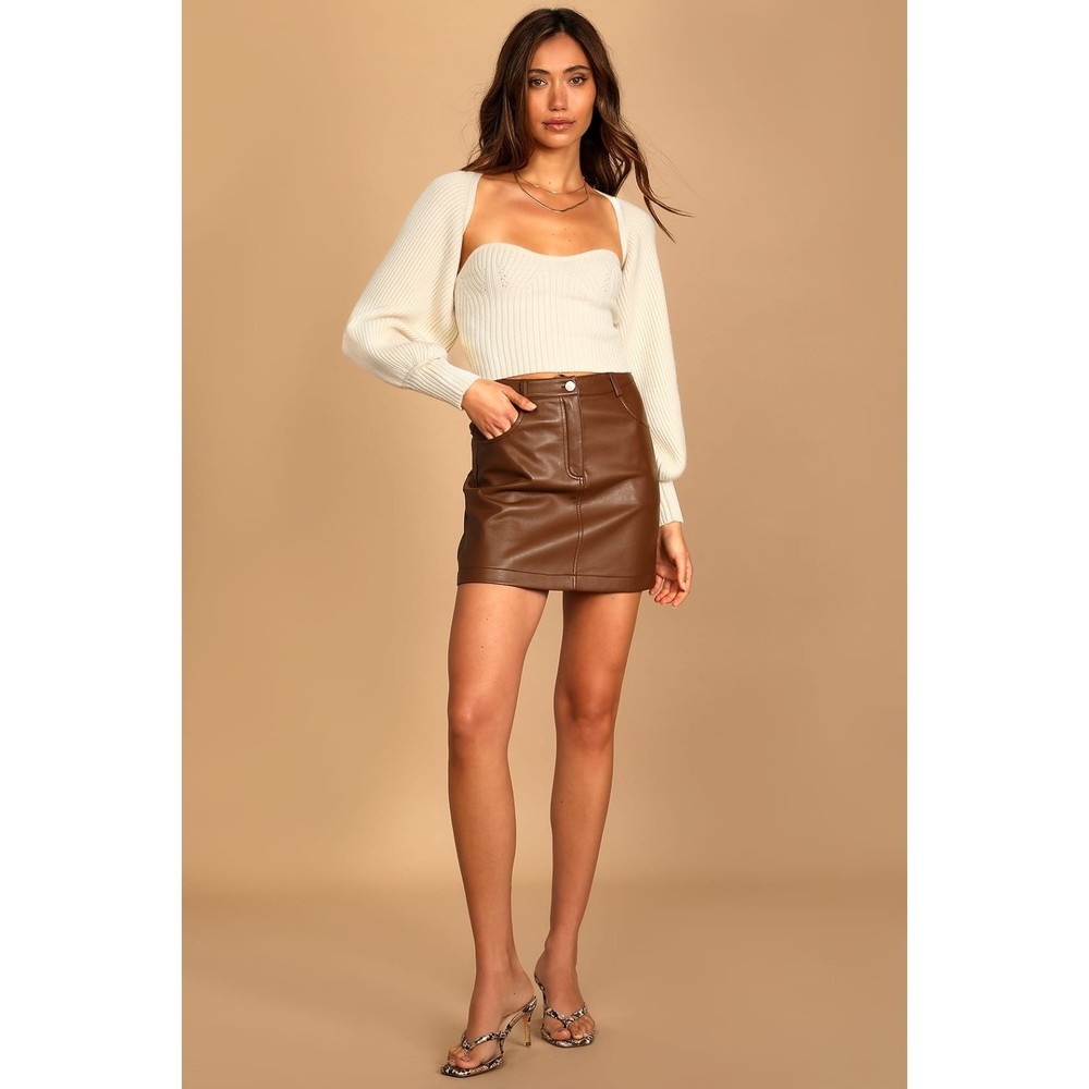 Lulus Twice the Love Cream Knit Shrug & Tube Top Set M Y2K Balletcore